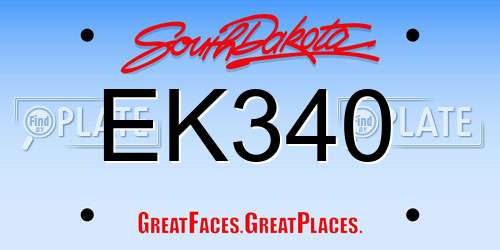 EK340 South Dakota License Plate