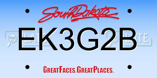EK3G2B South Dakota License Plate