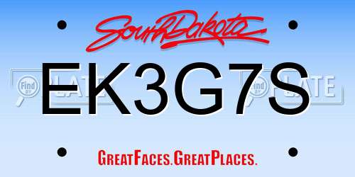 EK3G7S South Dakota License Plate