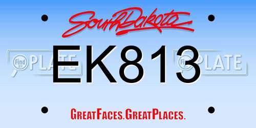 EK813 South Dakota License Plate