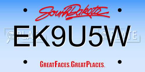 EK9U5W South Dakota License Plate
