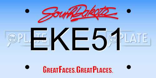 EKE51 South Dakota License Plate