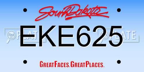 EKE625 South Dakota License Plate