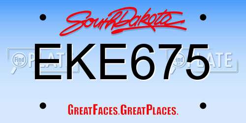 EKE675 South Dakota License Plate