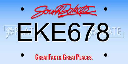 EKE678 South Dakota License Plate