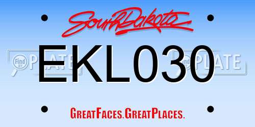 EKL030 South Dakota License Plate