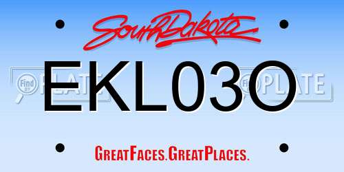 EKL03O South Dakota License Plate
