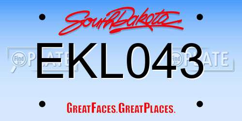 EKL043 South Dakota License Plate