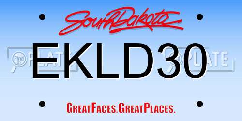 EKLD30 South Dakota License Plate