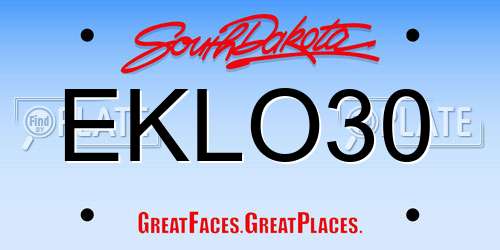EKLO30 South Dakota License Plate