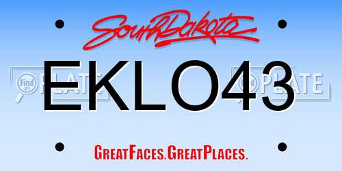 EKLO43 South Dakota License Plate