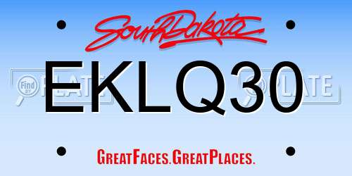 EKLQ30 South Dakota License Plate