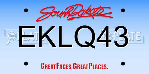 EKLQ43 South Dakota License Plate