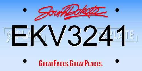 EKV3241 South Dakota License Plate
