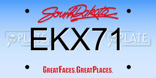 EKX71 South Dakota License Plate
