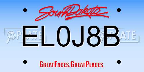 EL0J8B South Dakota License Plate