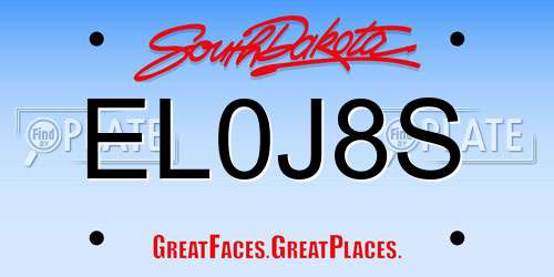 EL0J8S South Dakota License Plate