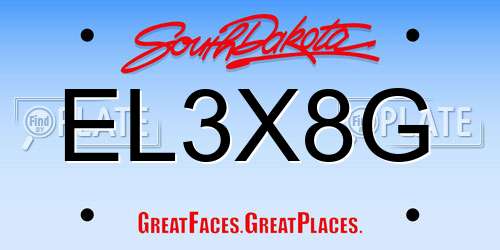 EL3X8G South Dakota License Plate