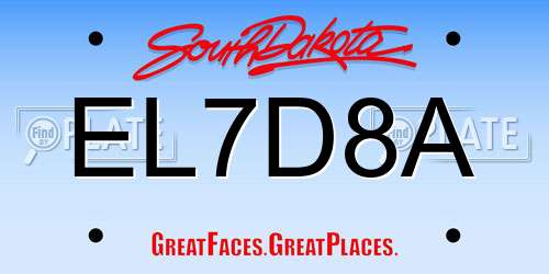 EL7D8A South Dakota License Plate
