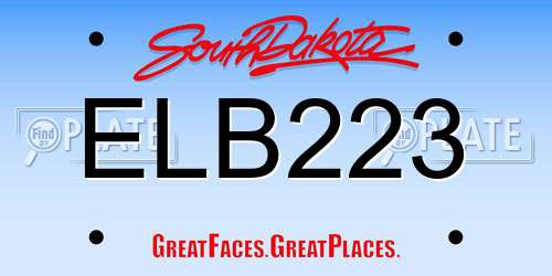 ELB223 South Dakota License Plate