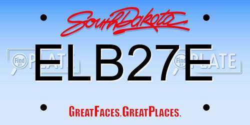 ELB27E South Dakota License Plate
