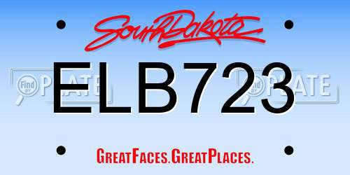 ELB723 South Dakota License Plate