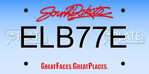 ELB77E South Dakota License Plate