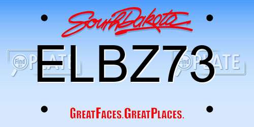 ELBZ73 South Dakota License Plate