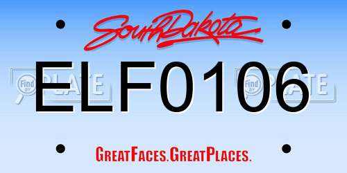 ELF0106 South Dakota License Plate