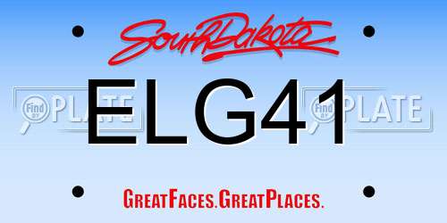 ELG41 South Dakota License Plate