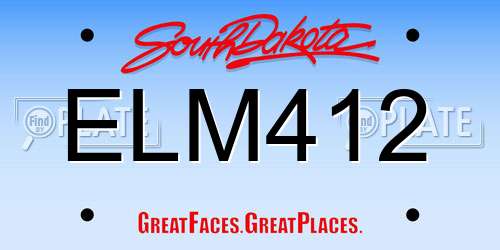 ELM412 South Dakota License Plate
