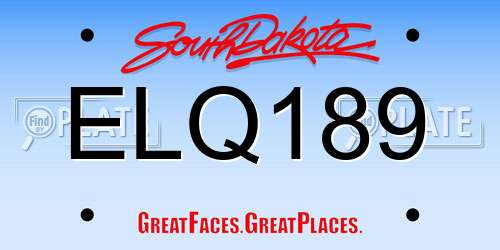 ELQ189 South Dakota License Plate