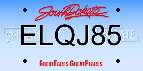 ELQJ85 South Dakota License Plate