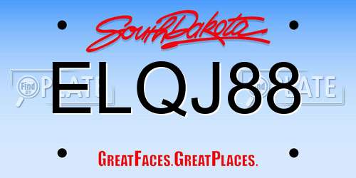 ELQJ88 South Dakota License Plate