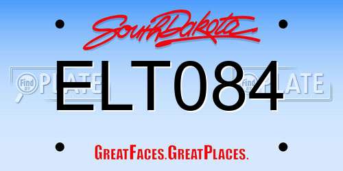 ELT084 South Dakota License Plate