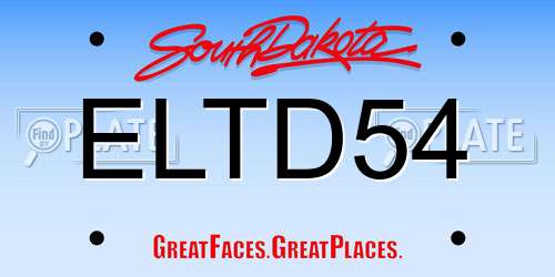 ELTD54 South Dakota License Plate