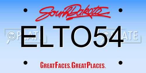 ELTO54 South Dakota License Plate