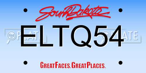 ELTQ54 South Dakota License Plate