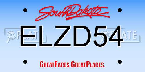 ELZD54 South Dakota License Plate