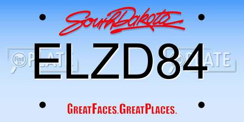 ELZD84 South Dakota License Plate