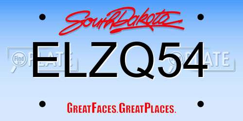 ELZQ54 South Dakota License Plate