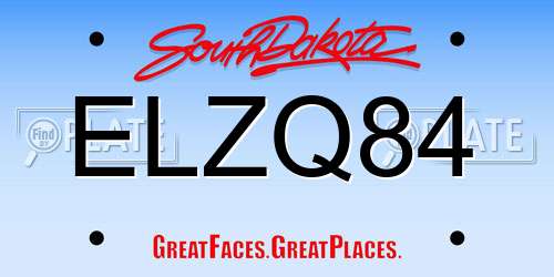 ELZQ84 South Dakota License Plate