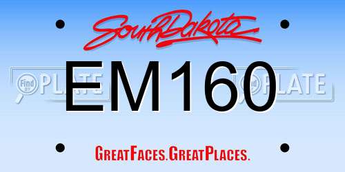 EM160 South Dakota License Plate