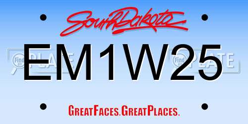 EM1W25 South Dakota License Plate