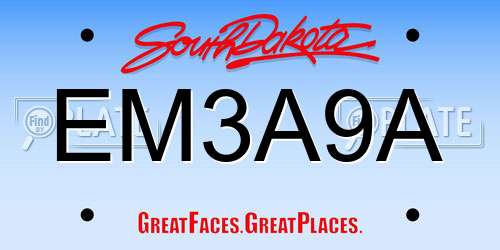 EM3A9A South Dakota License Plate