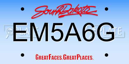 EM5A6G South Dakota License Plate
