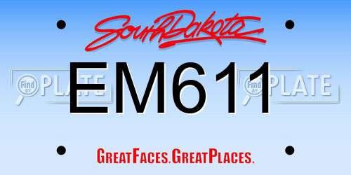 EM611 South Dakota License Plate