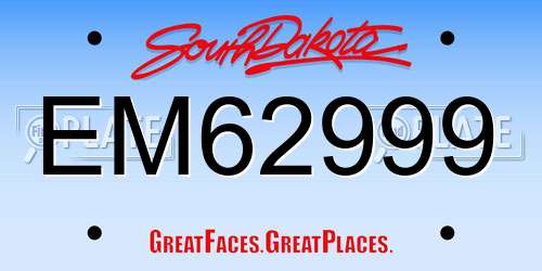 EM62999 South Dakota License Plate