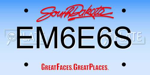 EM6E6S South Dakota License Plate