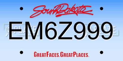 EM6Z999 South Dakota License Plate